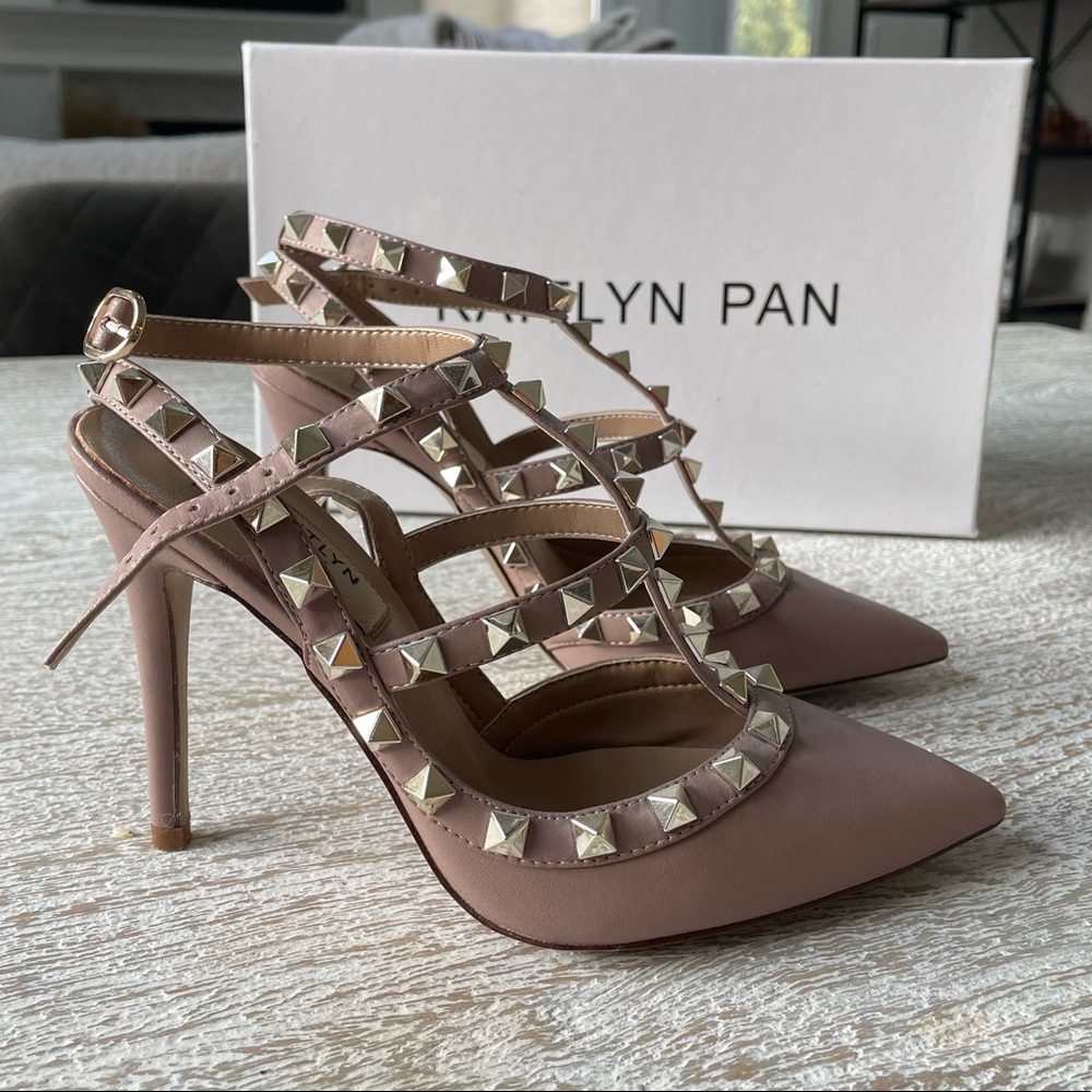 Matte Nude Gold Studded Heels